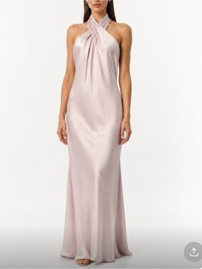 ANTHROPOLOGIE BHLDN Selma Bridesmaid Blush Pink Halter Gown Size 8